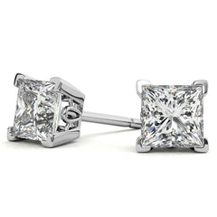 Princess Moissanite Vintage Scroll Stud Earrings