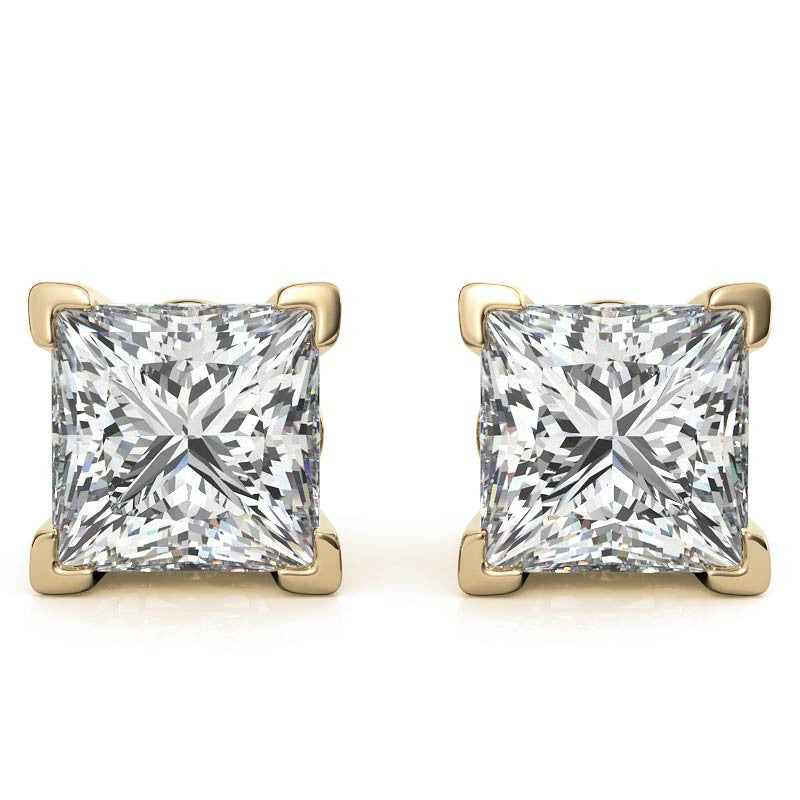 Princess Moissanite Vintage Scroll Stud Earrings