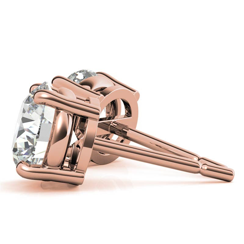 4-Prong Low Basket Round H&A Moissanite Stud Earrings