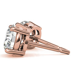 4-Prong Low Basket Round H&A Moissanite Stud Earrings