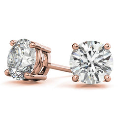 4-Prong Low Basket Round H&A Moissanite Stud Earrings