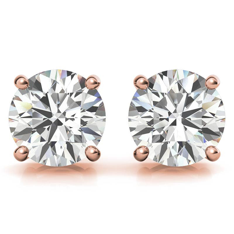 4-Prong Low Basket Round H&A Moissanite Stud Earrings