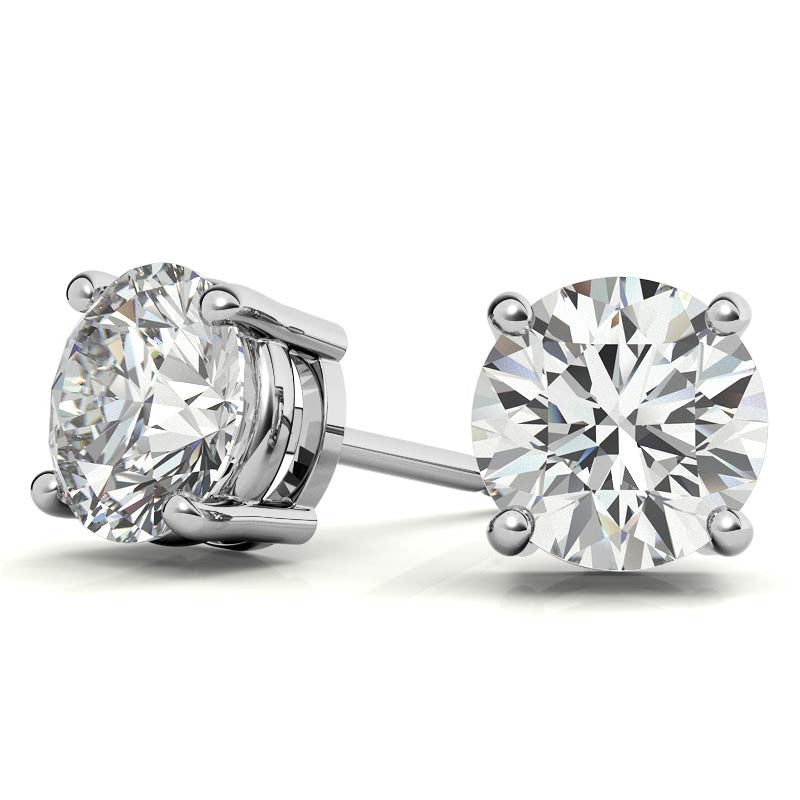 4-Prong Low-Profile Round Moissanite Basket Stud Earrings
