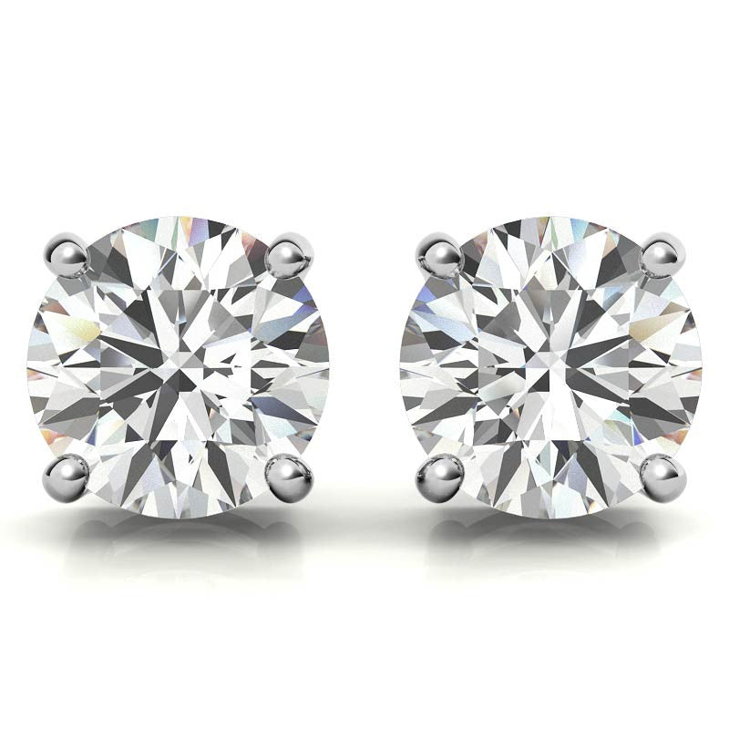 4-Prong Low-Profile Round Moissanite Basket Stud Earrings