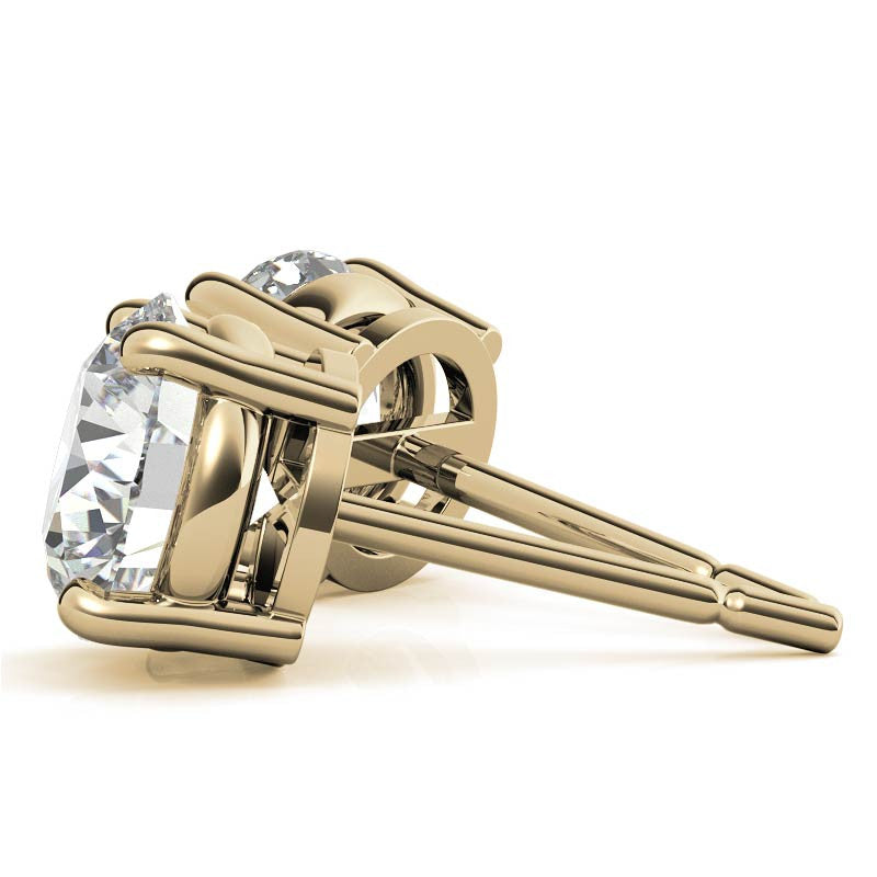 4-Prong Low-Profile Round Moissanite Basket Stud Earrings