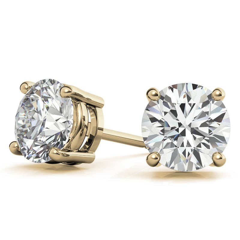 4-Prong Low-Profile Round Moissanite Basket Stud Earrings