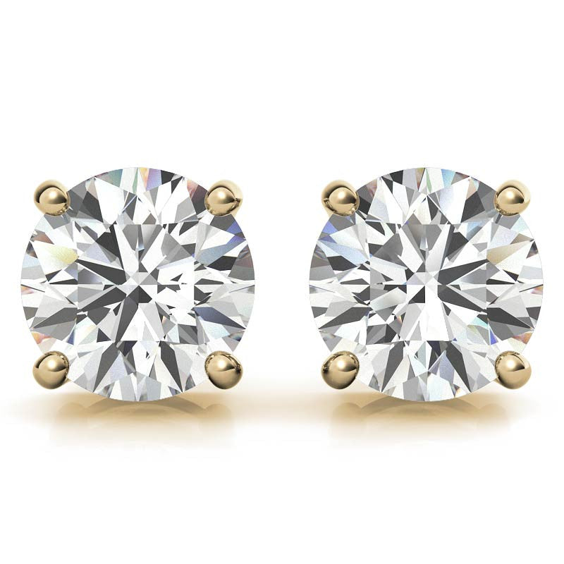 4-Prong Low-Profile Round Moissanite Basket Stud Earrings