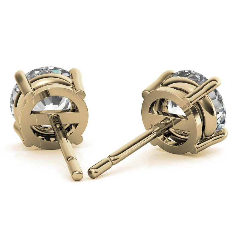 4-Prong Low-Profile Round Moissanite Basket Stud Earrings