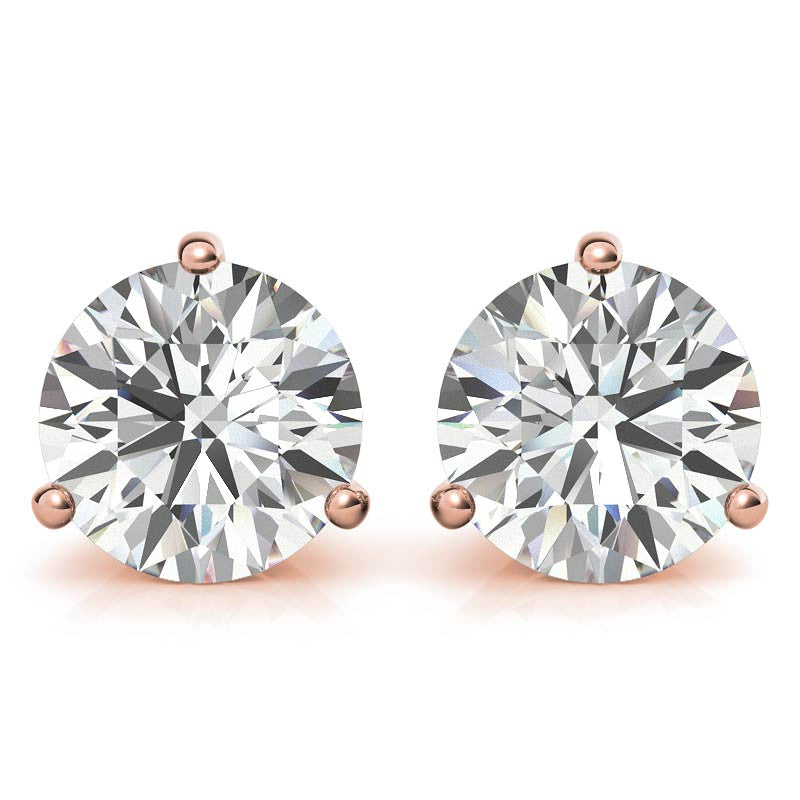 3-Prong Round Moissanite Basket Stud Earrings