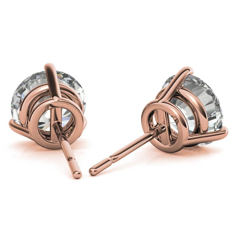 3-Prong Round Moissanite Basket Stud Earrings