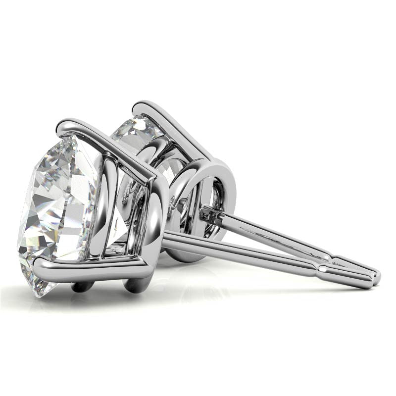 3-Prong Round Moissanite Basket Stud Earrings