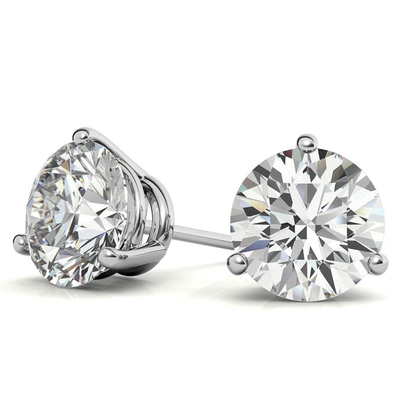 3-Prong Round Moissanite Basket Stud Earrings