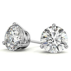 3-Prong Round Moissanite Basket Stud Earrings