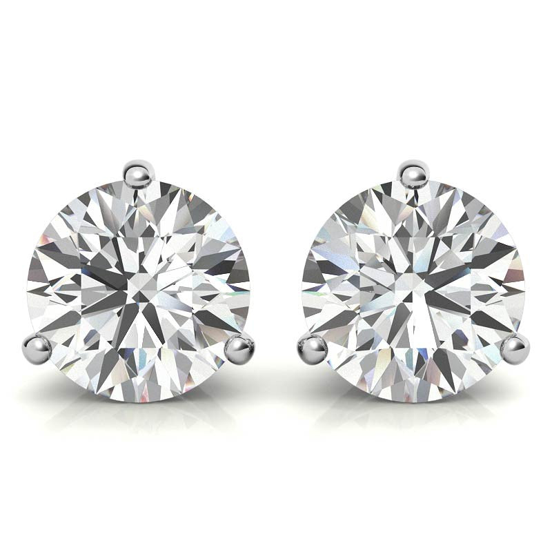 3-Prong Round Moissanite Basket Stud Earrings