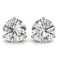 3-Prong Round Moissanite Basket Stud Earrings