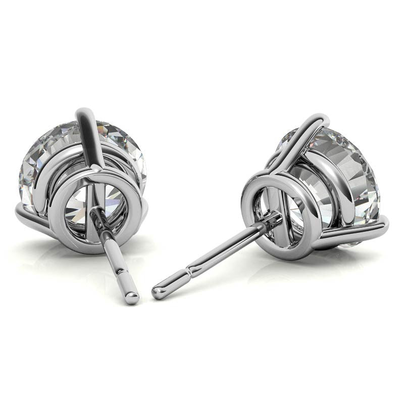 3-Prong Round Moissanite Basket Stud Earrings