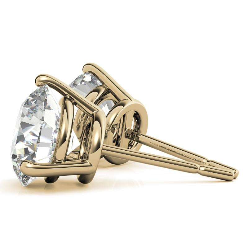3-Prong Round Moissanite Basket Stud Earrings