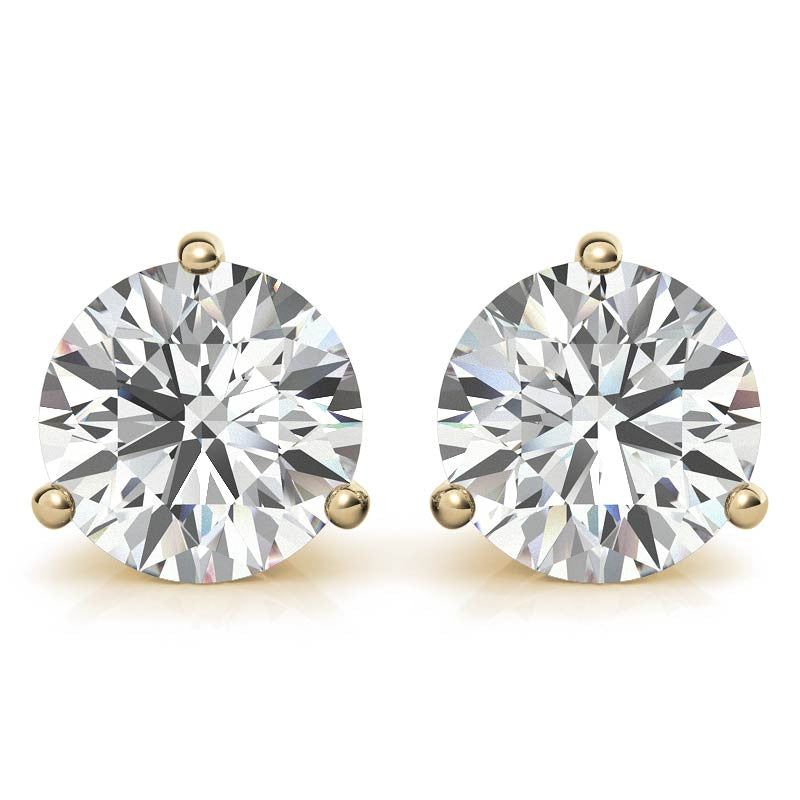 3-Prong Round Moissanite Basket Stud Earrings