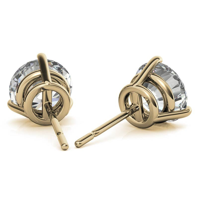 3-Prong Round Moissanite Basket Stud Earrings