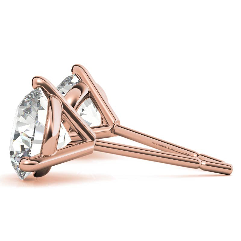 3-Prong Round Moissanite Martini Stud Earrings