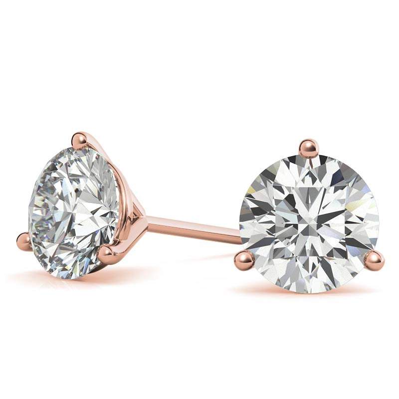 3-Prong Round Moissanite Martini Stud Earrings