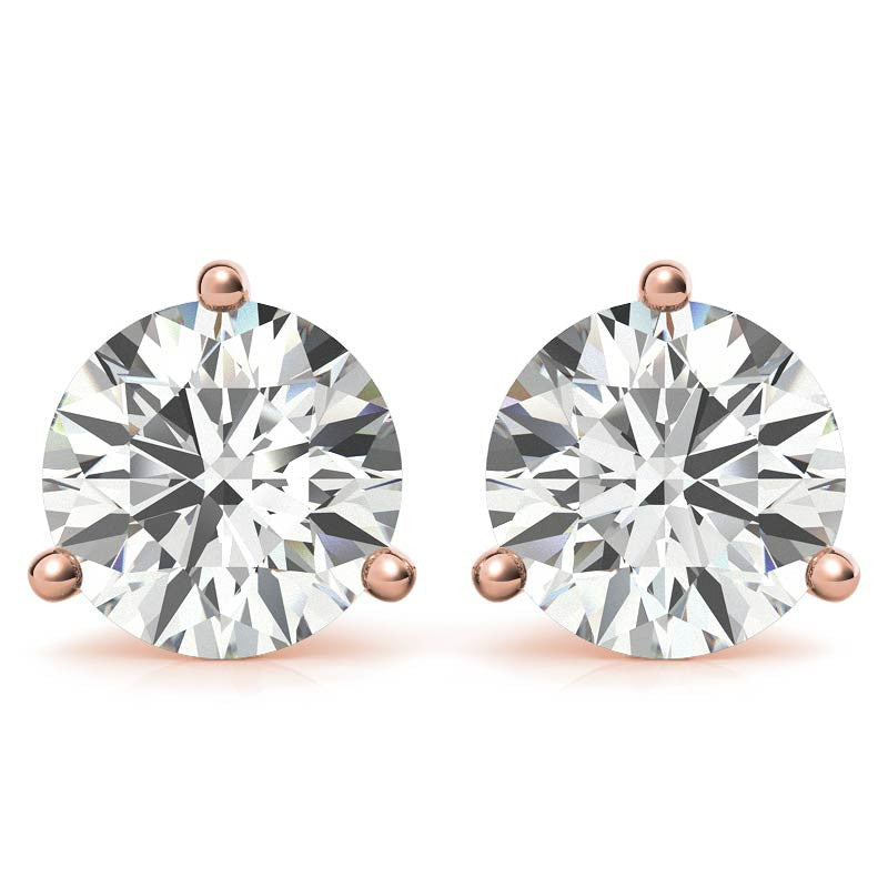 3-Prong Round Moissanite Martini Stud Earrings