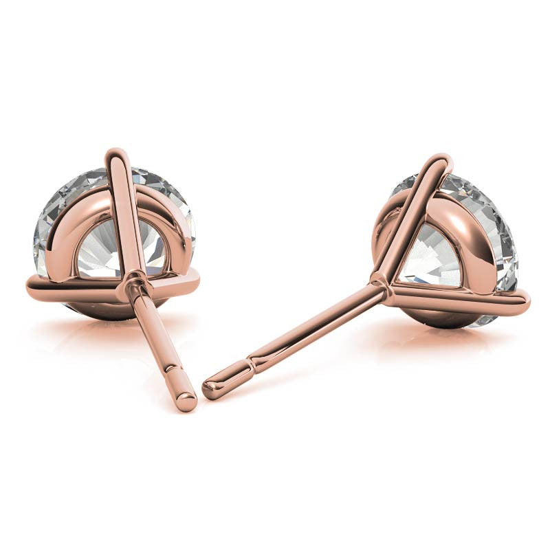 3-Prong Round Moissanite Martini Stud Earrings