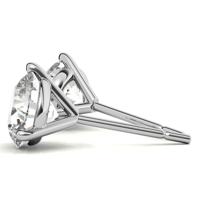 3-Prong Round Moissanite Martini Stud Earrings
