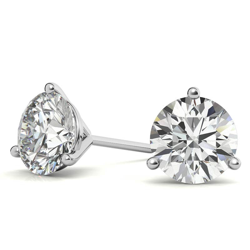 3-Prong Round Moissanite Martini Stud Earrings
