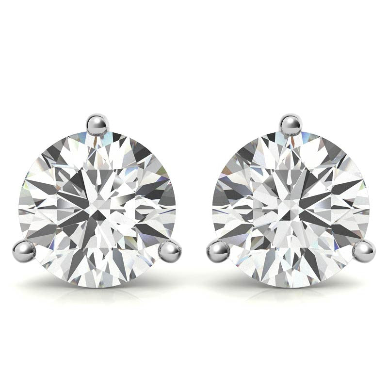 3-Prong Round Moissanite Martini Stud Earrings