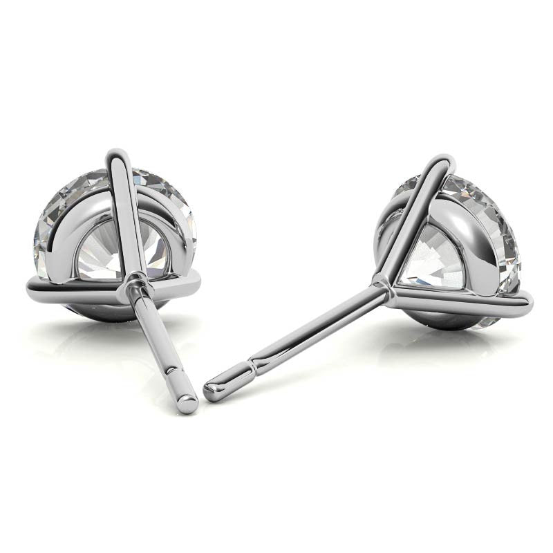 3-Prong Round Moissanite Martini Stud Earrings