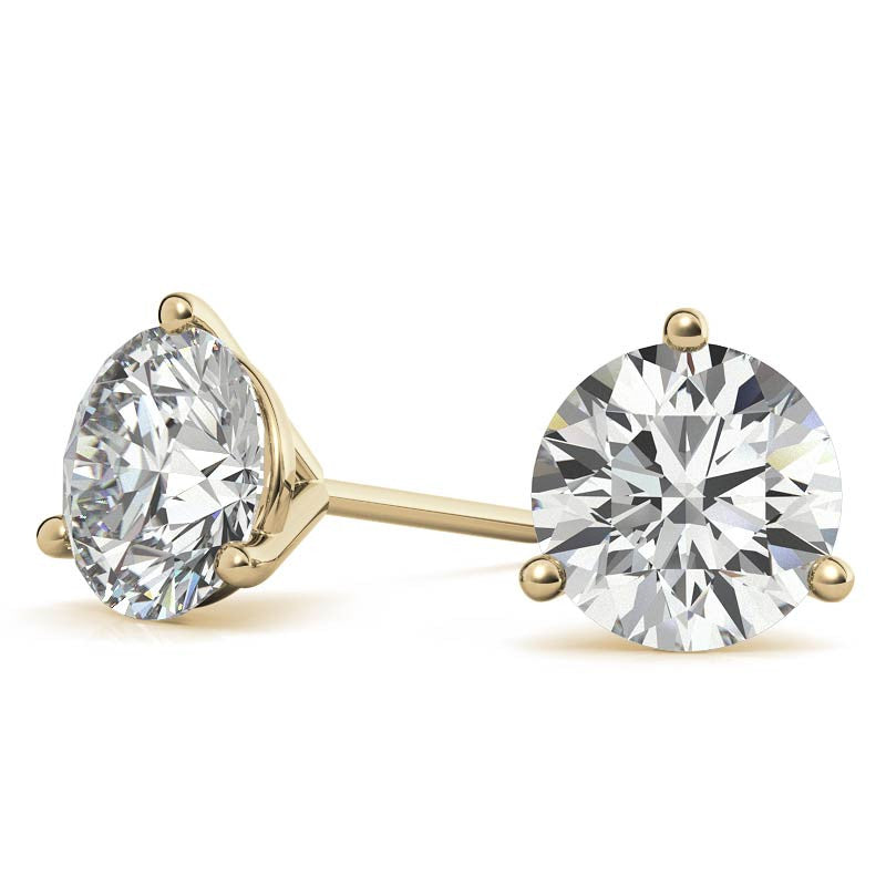 3-Prong Round Moissanite Martini Stud Earrings