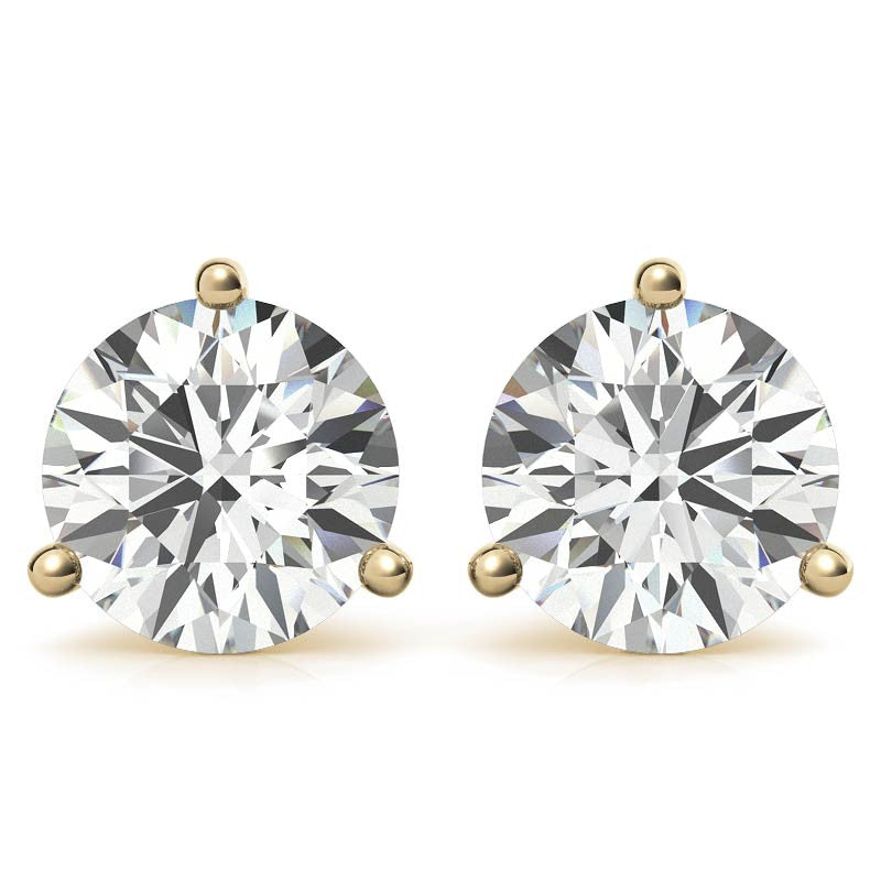 3-Prong Round Moissanite Martini Stud Earrings