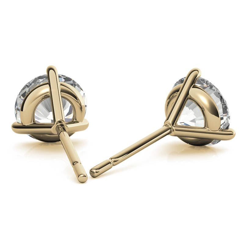 3-Prong Round Moissanite Martini Stud Earrings