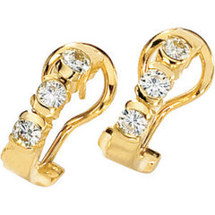 Round Moissanite J-Hoop Three Stone Earrings, 0.60ct