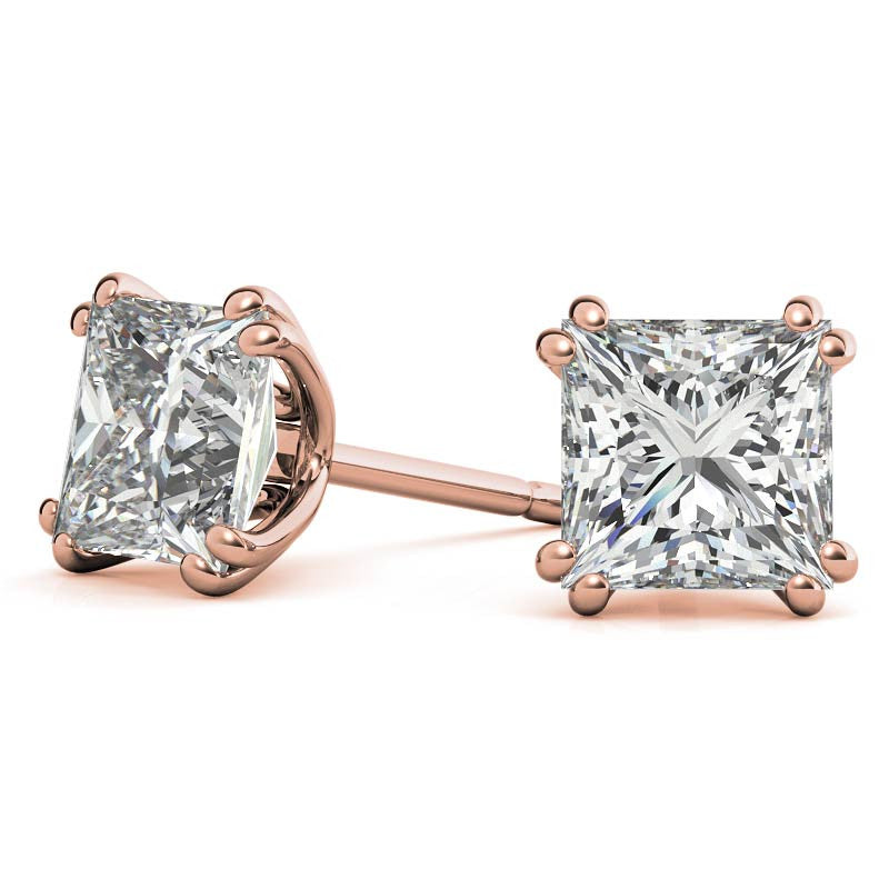 Split-Prong Princess Moissanite Stud Earrings