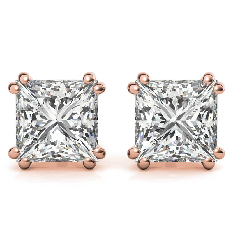 Split-Prong Princess Moissanite Stud Earrings