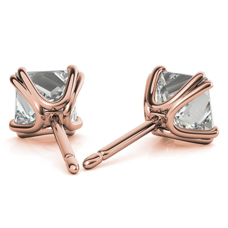 Split-Prong Princess Moissanite Stud Earrings