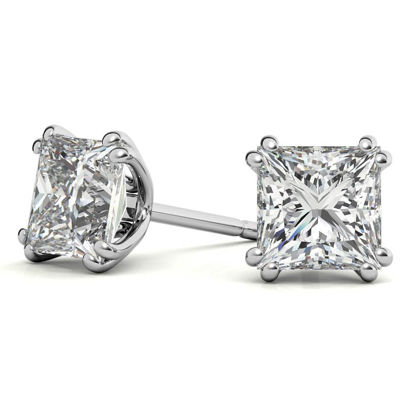 Split-Prong Princess Moissanite Stud Earrings