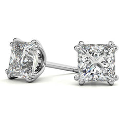 Split-Prong Princess Moissanite Stud Earrings