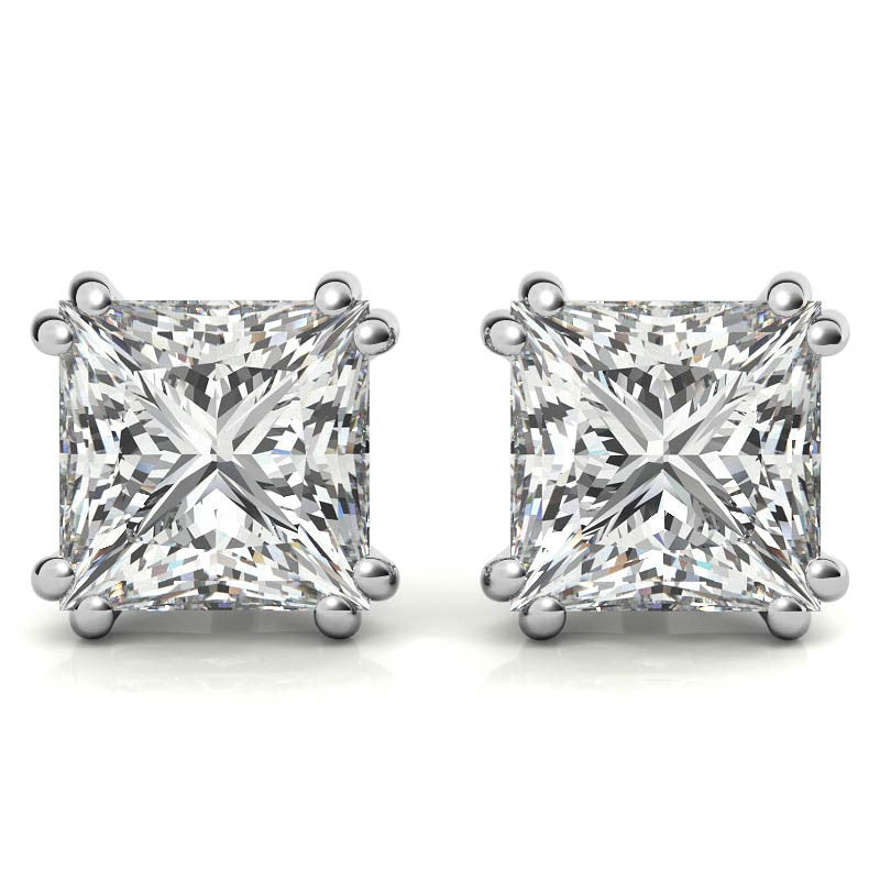 Split-Prong Princess Moissanite Stud Earrings