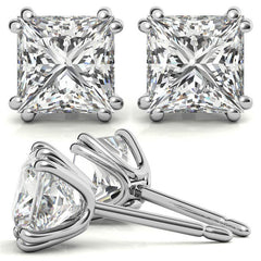 Split-Prong Princess Moissanite Stud Earrings