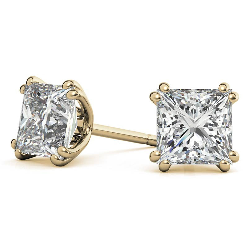 Split-Prong Princess Moissanite Stud Earrings