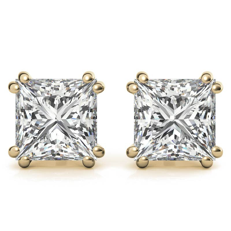 Split-Prong Princess Moissanite Stud Earrings