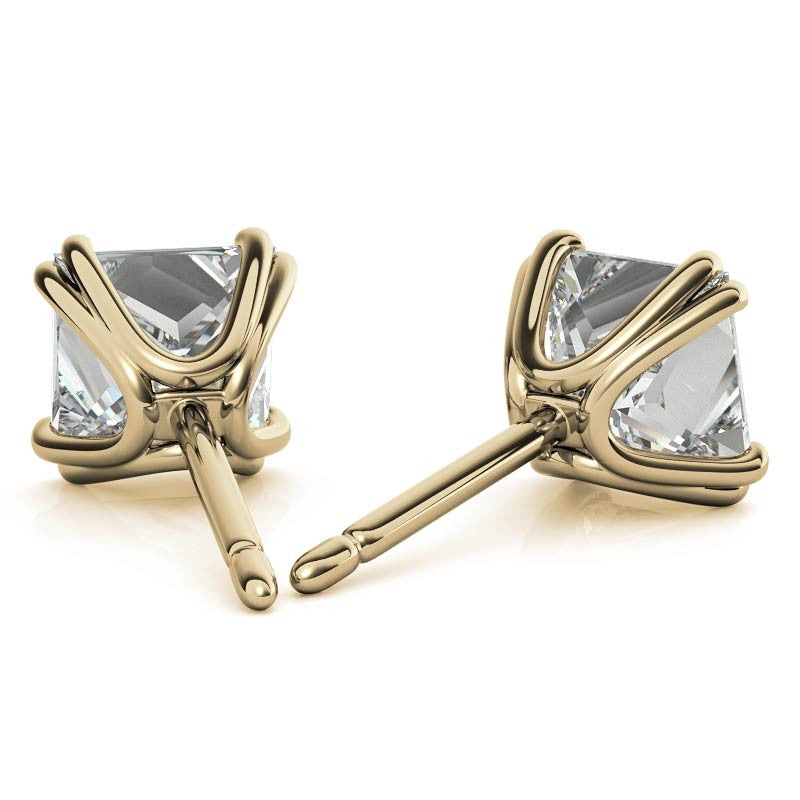 Split-Prong Princess Moissanite Stud Earrings