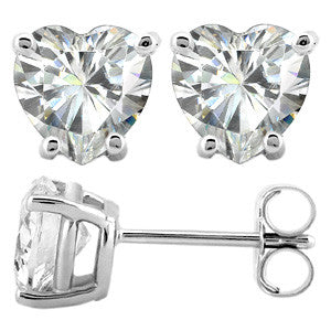 Heart Moissanite Basket Stud Earrings