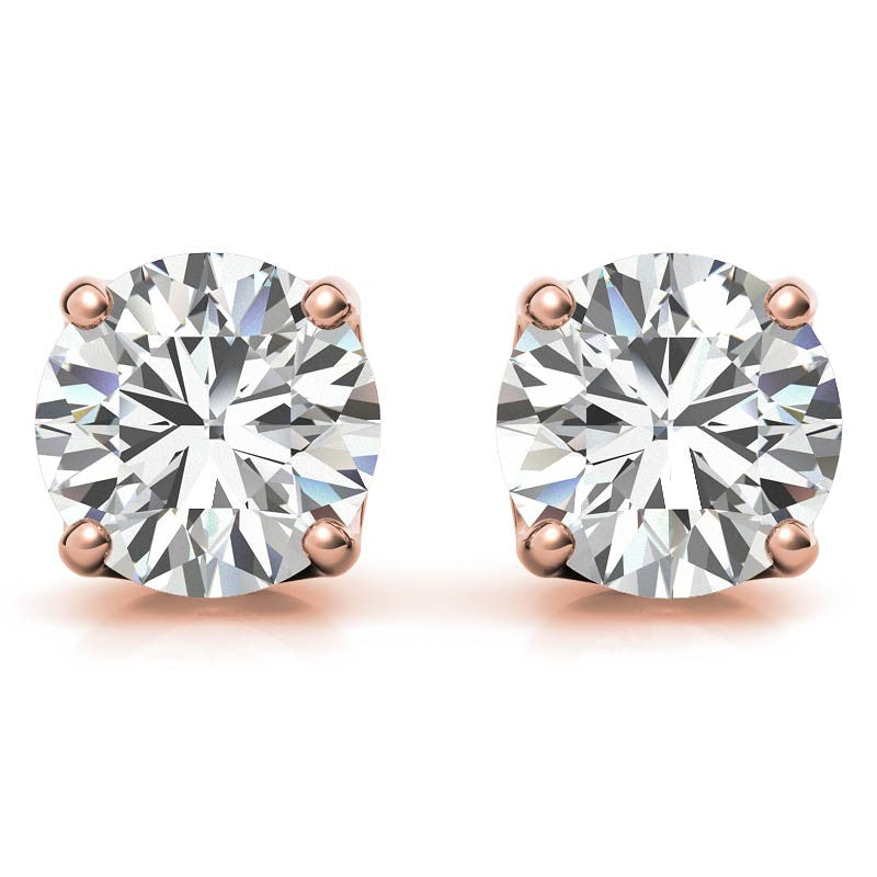 Crown 4-Prong Round Moissanite Stud Earrings