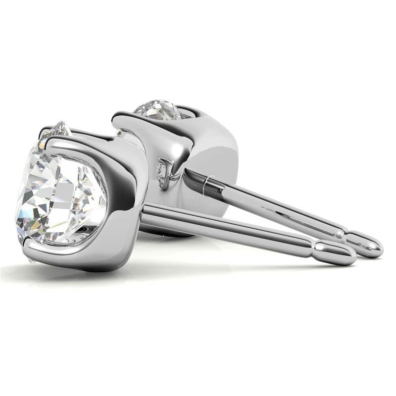Crown 4-Prong Round Moissanite Stud Earrings