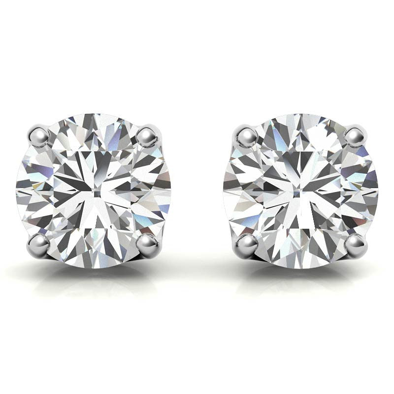 Crown 4-Prong Round Moissanite Stud Earrings