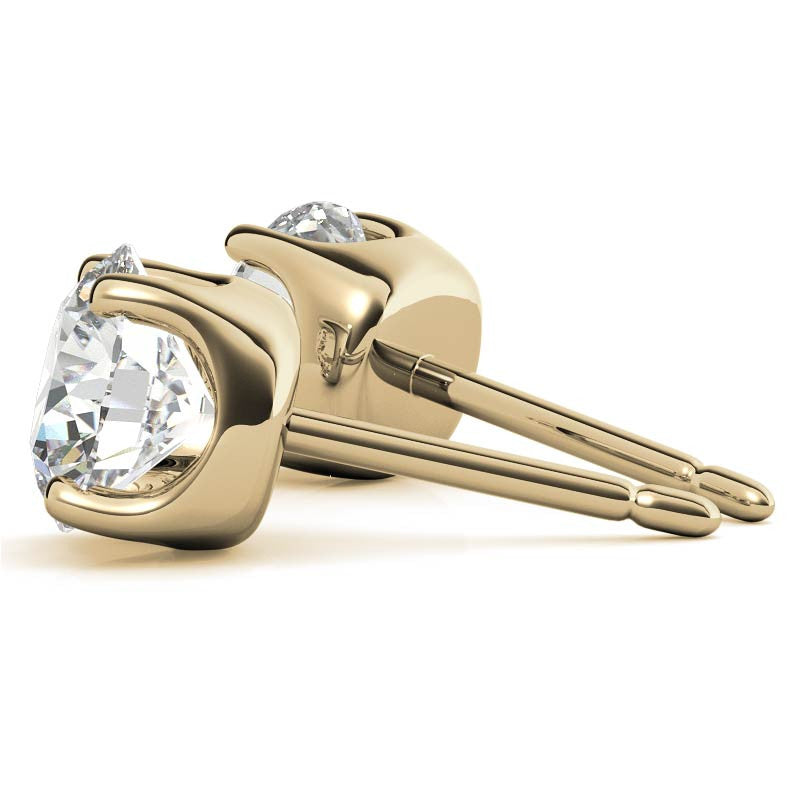 Crown 4-Prong Round Moissanite Stud Earrings